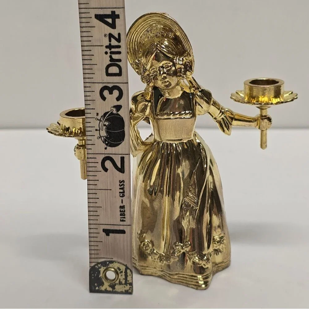 Antique Mary Gregory Gold Pewter Dinner Table Candle Holder Or Snuffer